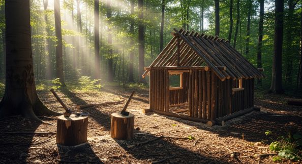 Fabrication facile de cabanes en forêt avec les enfants