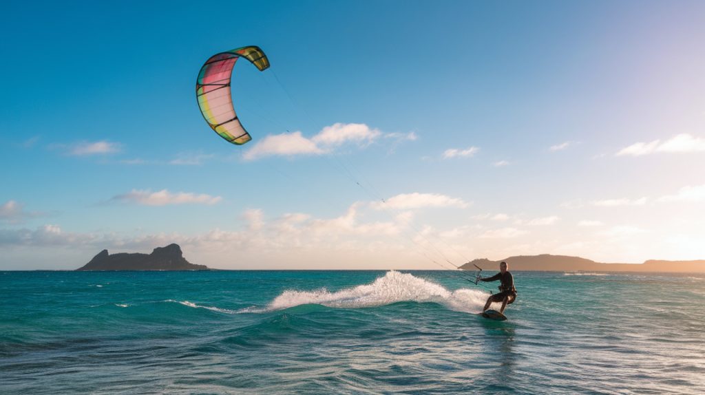 un homme fait du kitesurf